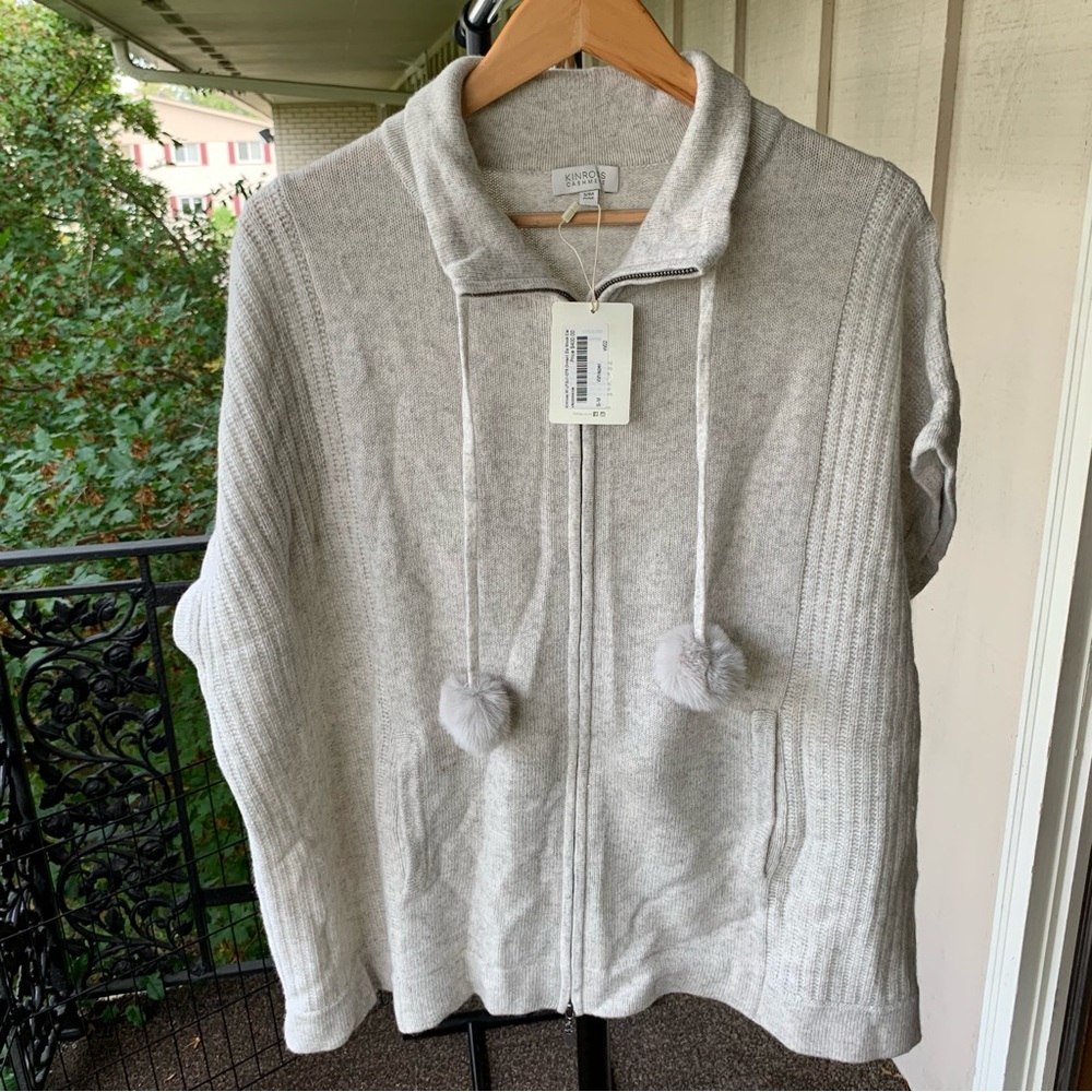 Kinross Cashmere Oversized Zip Cardigan Sweater Jacket Wool NWT